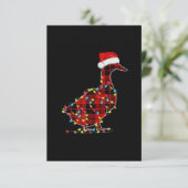 面白いダッククリスマスライト赤チェックパターン 招待状 (スタンド正面)
