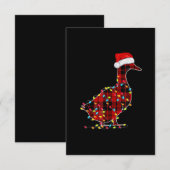 面白いダッククリスマスライト赤チェックパターン 招待状 (正面/裏面)