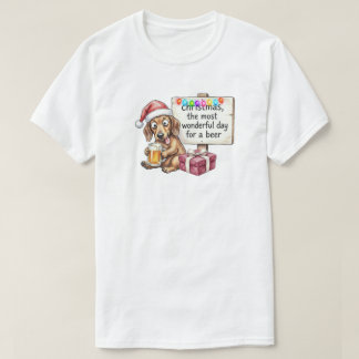 面白いダックスフントのクリスマス Tシャツ