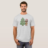 面白いダックスフントのクリスマス Tシャツ (正面フル)