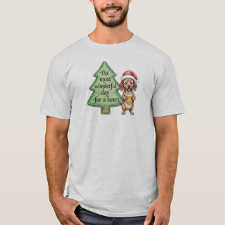 面白いダックスフントのクリスマス Tシャツ