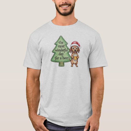 面白いダックスフントのクリスマス Tシャツ (正面)