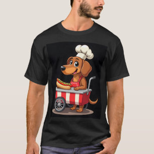 面白いダックスフントの犬ホットドッグサンドイッチウィンナーソーセージ Tシャツ