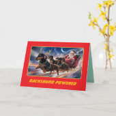 面白いダックスフント クリスマス ホリデー カード (黄色い花)