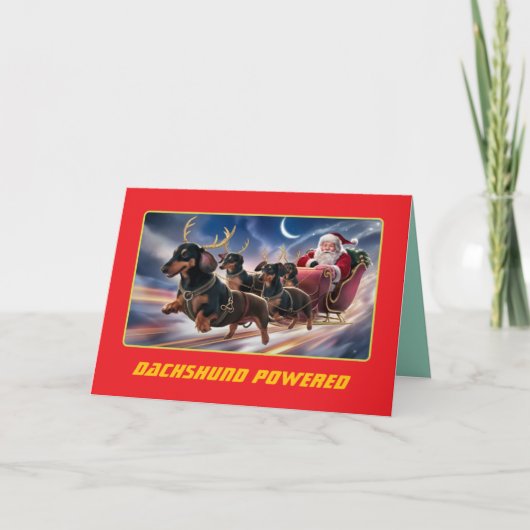 面白いダックスフント クリスマス ホリデー カード (正面)