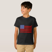 面白いダックスフンド アメリカ国旗 7月4日 愛国 ダックス Tシャツ (正面フル)