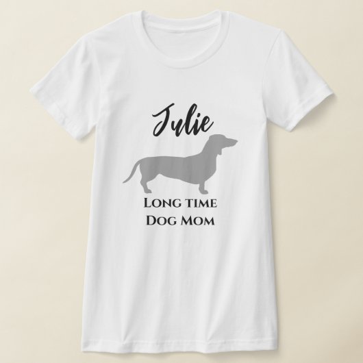 面白いダックスフンド 長年の愛犬家ママ Tシャツ (レイダウン)