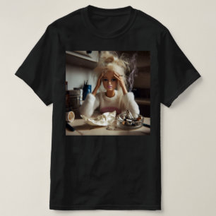 面白いダメージドール顔のミーム喫煙サルカスティック Tシャツ