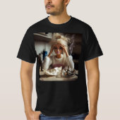 面白いダメージドール顔のミーム喫煙サルカスティック Tシャツ (正面)