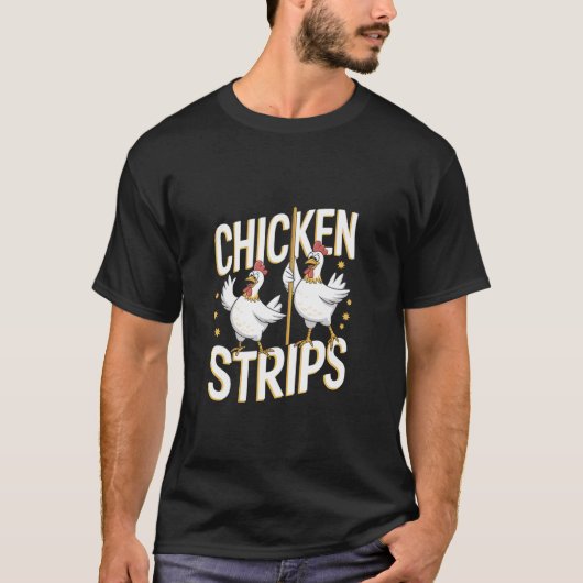 面白いダンスをするチキンストリップス Tシャツ (正面)