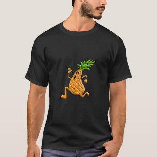 面白いダンスをするパイナップルのキャラクター Tシャツ