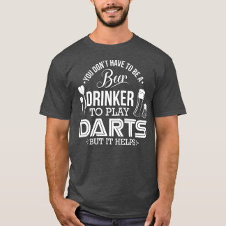 面白いダーツプレーヤー お酒好きのためのデザイン Tシャツ