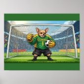 面白いチワワのサッカーチームゴールキーパー ポスター (正面)