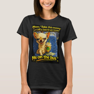 面白いチワワバスのミームティーンギフト Tシャツ