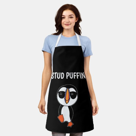 面白いツノケンセイ エプロン (着用した状態)