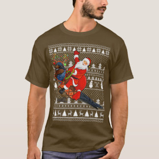 面白いツバメが好きなサンタがツバメに乗ったブサイク Tシャツ