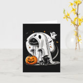 面白いティラノサウルス幽霊恐竜ハロウィンコスチューム カード (黄色い花)