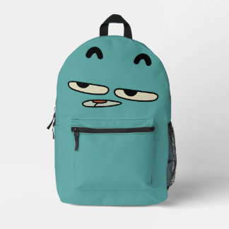 面白いティール色のキャラクターの顔のリュックサック プリントバックパック