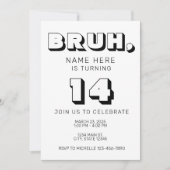 面白いティーン男子の誕生日招待状|Bruh Meme 招待状 (正面)