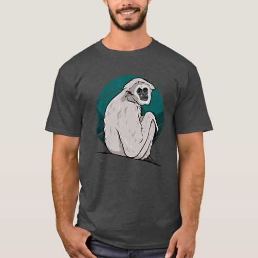 面白いテナガザル猿の友達 Tシャツ (正面)