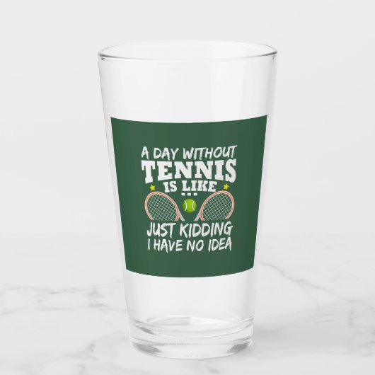 面白いテニスの名言 タイポグラフィ ビール タンブラーグラス (正面)