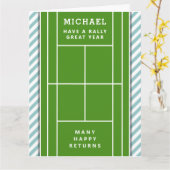 面白いテニスの誕生日 カード (黄色い花)