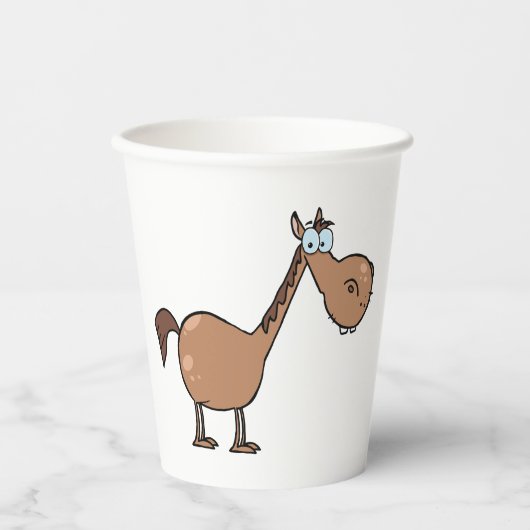 面白いデピー馬 お馬鹿な茶色の種牡馬 紙コップ (正面)