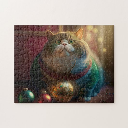 面白いデブ猫のクリスマスジグソーパズル ジグソーパズル (横)