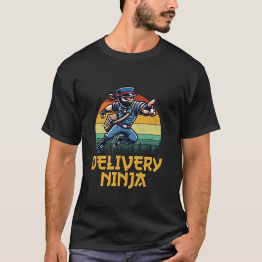 面白いデリバリーニンジャ、郵便配達員 Tシャツ (正面)