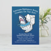 面白いトイレのサメの誕生日 招待状 (スタンド正面)