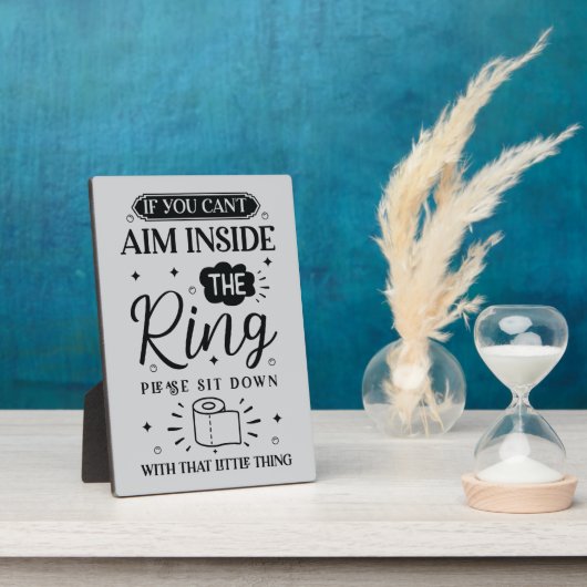 面白いトイレの言葉 狙えないなら座ってよ フォトプラーク (側面)