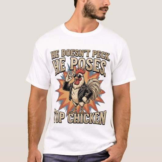 面白いトップニワトリ 鶏舎のユーモア Tシャツ (正面)
