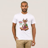 面白いトナカイのクリスマスの朝の人の名言 Tシャツ (正面フル)