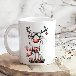 面白いトナカイのクリスマスマグカップ – Oh Deer! コーヒーマグカップ