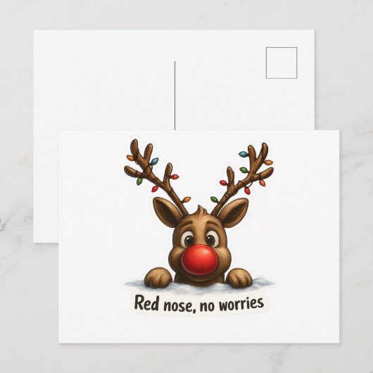 🎄 面白いトナカイのホリデーカード 🦌✨ ポストカード (正面/裏面)