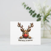 🎄 面白いトナカイのホリデーカード 🦌✨ ポストカード (スタンド正面)