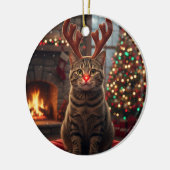 面白いトナカイの子猫 ルドルフ 猫 クリスマス セラミックオーナメント (左)