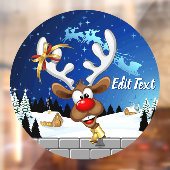 面白いトナカイの覗き見クリスマスミーム ウィンドウサイン (シート2)