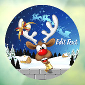 面白いトナカイの覗き見クリスマスミーム ウィンドウサイン (シート3)