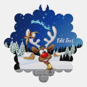 面白いトナカイの覗き見クリスマスミーム オーナメントカード (裏面)