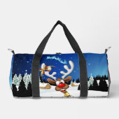 面白いトナカイの覗き見クリスマスミーム ダッフルバッグ (正面)