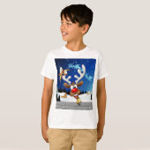 面白いトナカイの覗き見クリスマスミーム Tシャツ (正面フル)