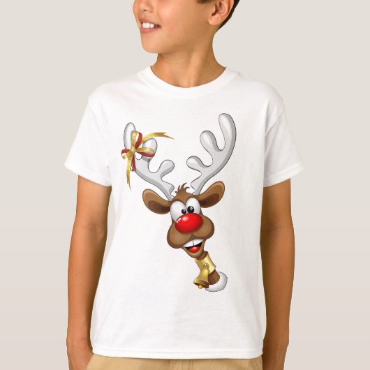 面白いトナカイの覗き見クリスマスミーム Tシャツ (正面)