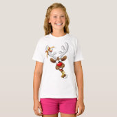 面白いトナカイの覗き見クリスマスミーム Tシャツ (正面フル)