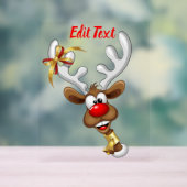 面白いトナカイの覗き見クリスマス・ミーム アクリルサイン (ニュートラル)