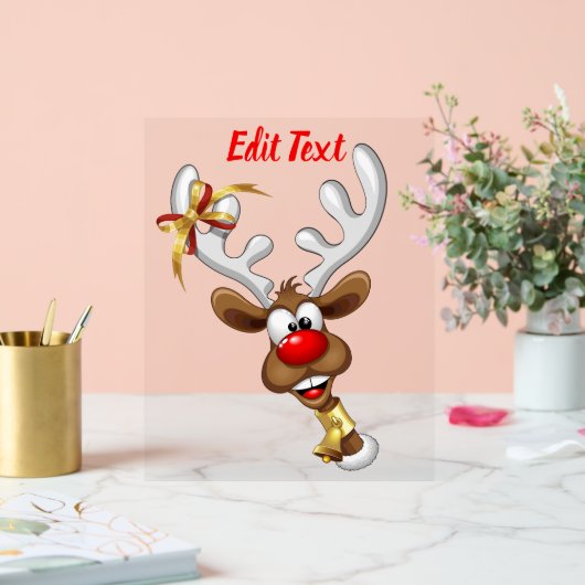 面白いトナカイの覗き見クリスマス・ミーム アクリルサイン (ウェディング)