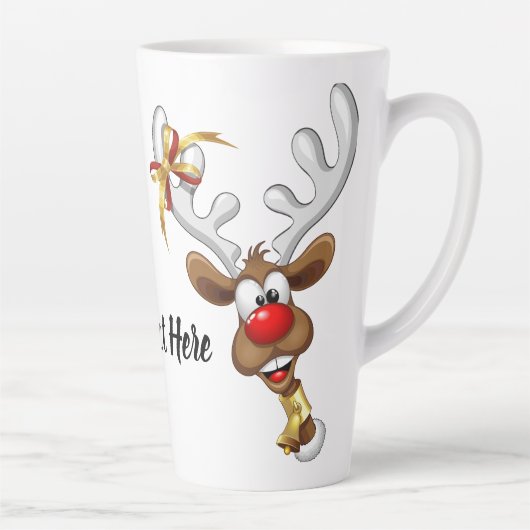 面白いトナカイの覗き見クリスマス・ミーム カフェラテマグ (右)