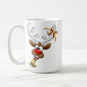 面白いトナカイの覗き見クリスマス・ミーム コーヒーマグカップ (左)