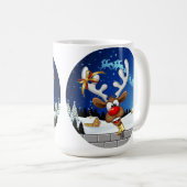 面白いトナカイの覗き見クリスマス・ミーム コーヒーマグカップ (正面右)