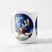 面白いトナカイの覗き見クリスマス・ミーム コーヒーマグカップ (正面左)